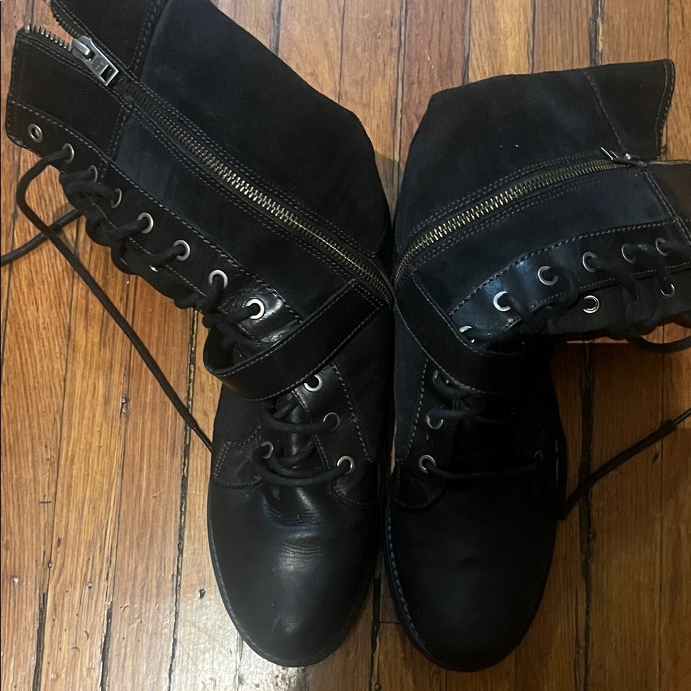 Size 10 Timberland Black Leather Combat Boots